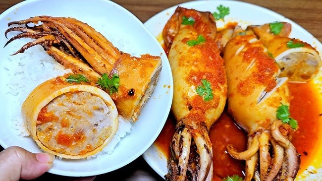 Mực nhồi thịt sốt cà chua bao nhiêu calo và ăn có béo không